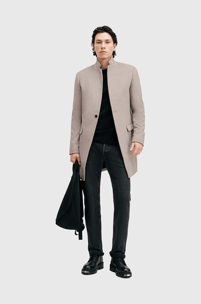 AllSaints płaszcz z domieszką wełny HARGROVE COAT M038OB
