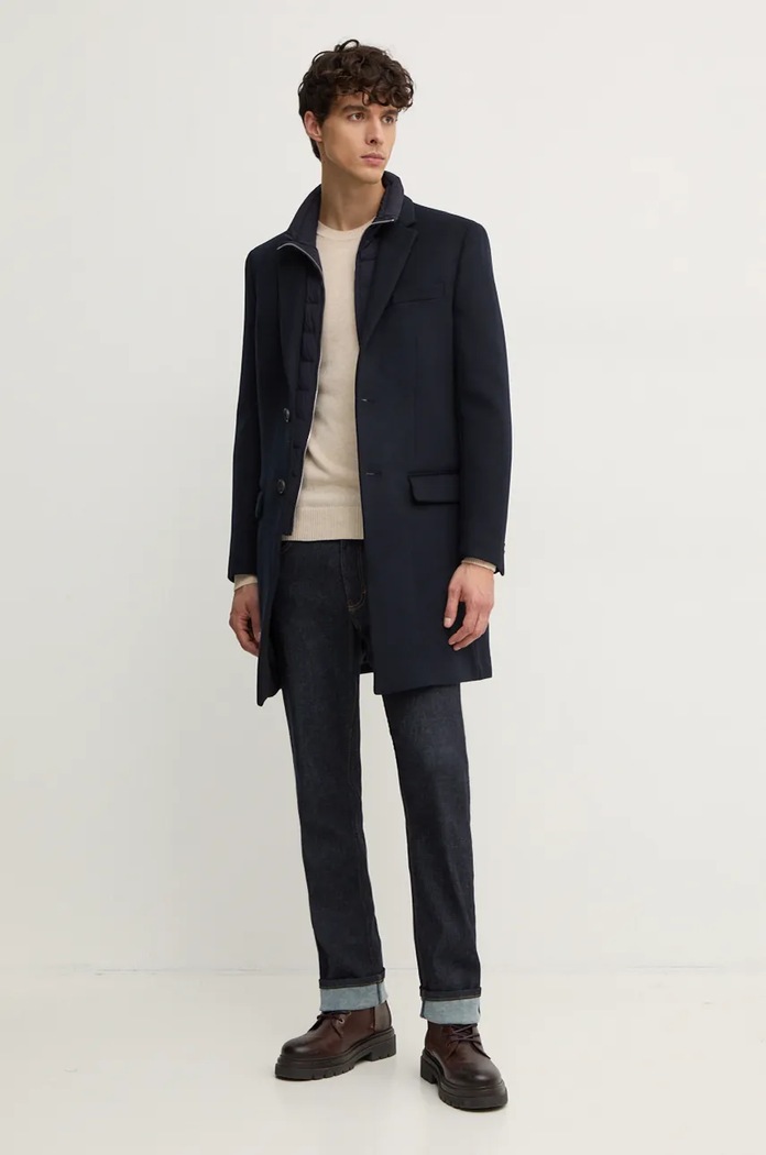 MACKAGE płaszcz wełniany SKAI.SLB granatowy AW24