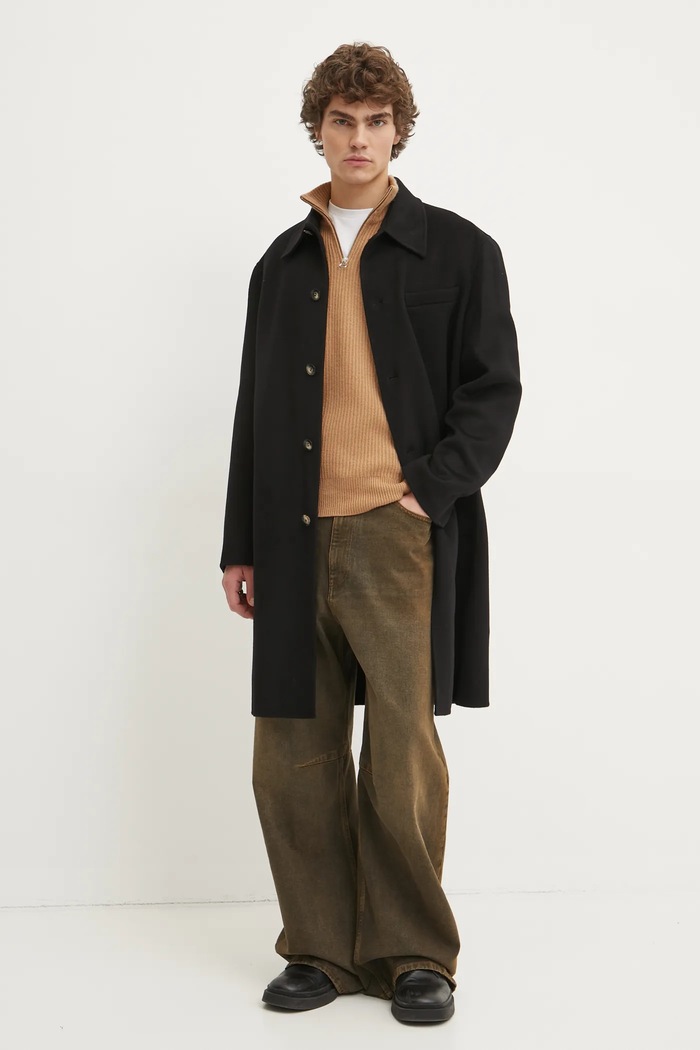 Nanushka płaszcz wełniany JANNO NM24CROW01799 czarny AW24