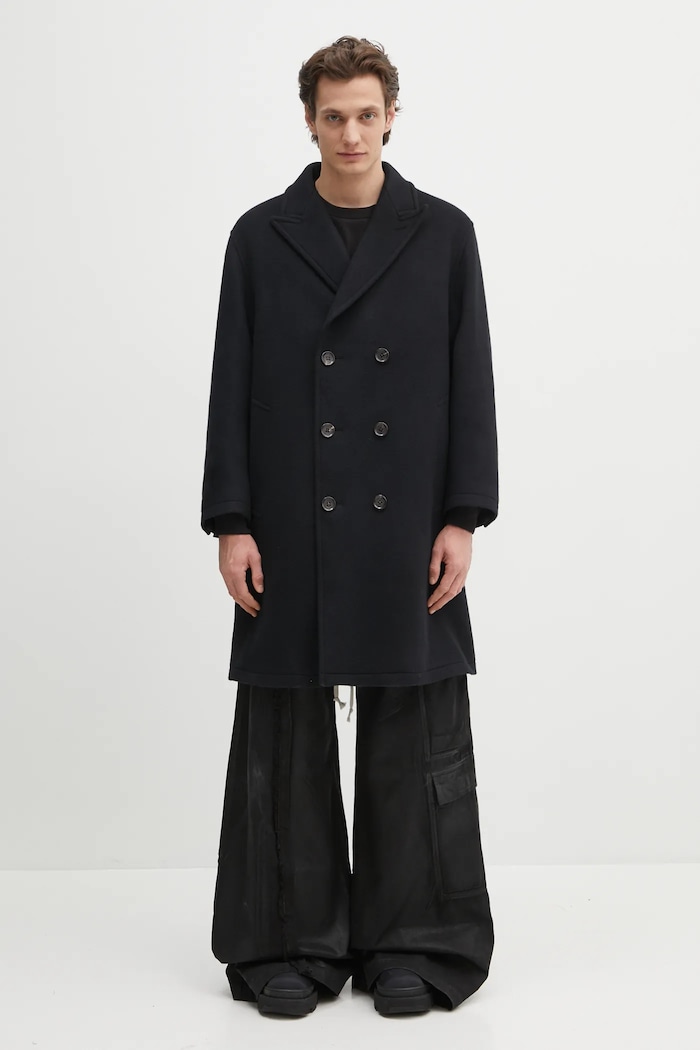 Wacko Maria cappotto in lana Double Breasted transitorio nero 24FW.WMO.CO02
