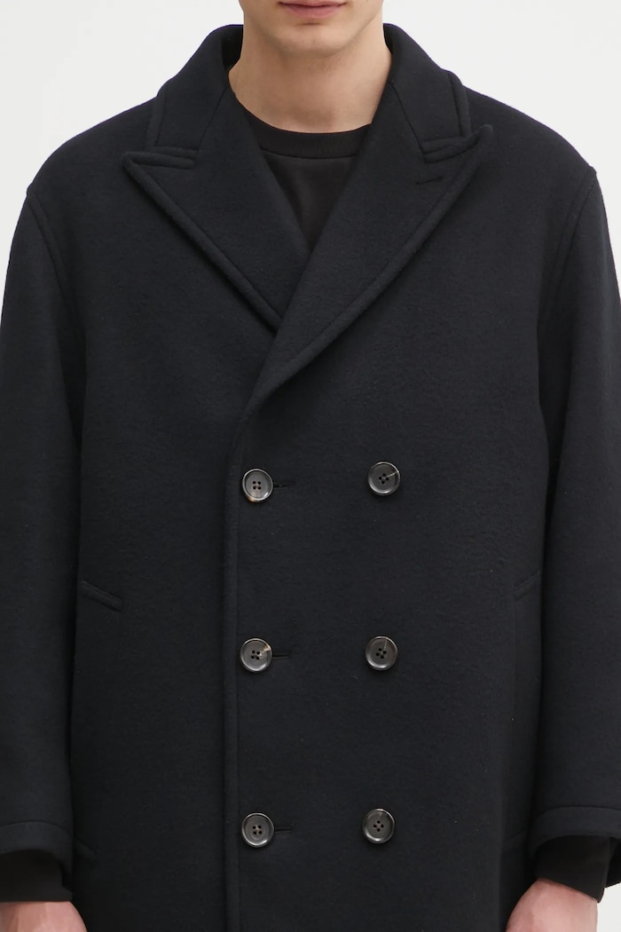 Wacko Maria cappotto in lana Double Breasted nero 24FW.WMO.CO02