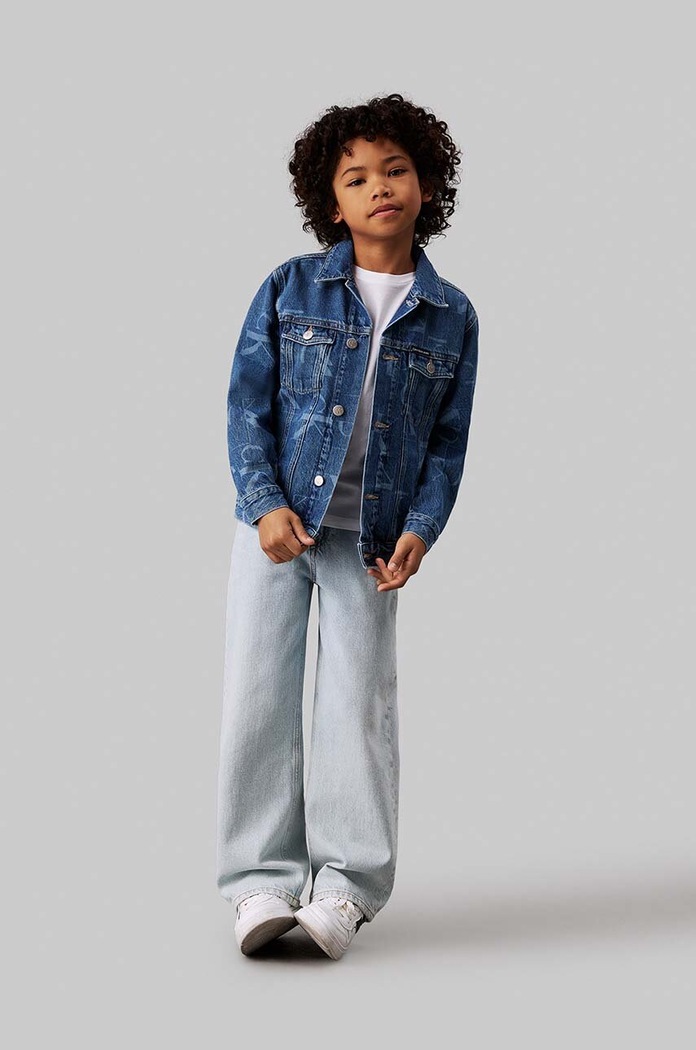 Băieți Calvin Klein Jeans geacă din denim pentru copii IB0IB02167.9BYH albastru