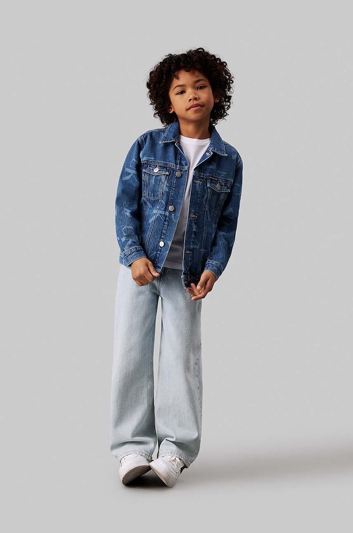 Băieți Calvin Klein Jeans geacă din denim pentru copii IB0IB02167.9BYH albastru