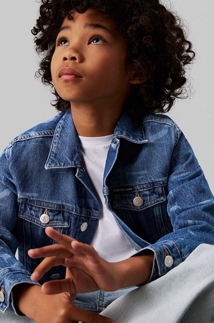 Calvin Klein Jeans geacă din denim pentru copii IB0IB02167.9BYH albastru
