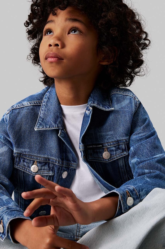 Calvin Klein Jeans geacă din denim pentru copii IB0IB02167.9BYH albastru