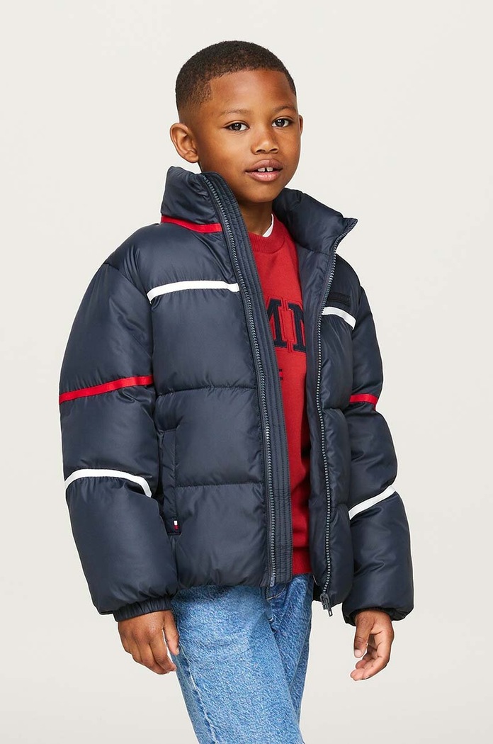 Dječja jakna Tommy Hilfiger bez kapuljače mornarsko plava KS0KS00593.9BYH.128.176