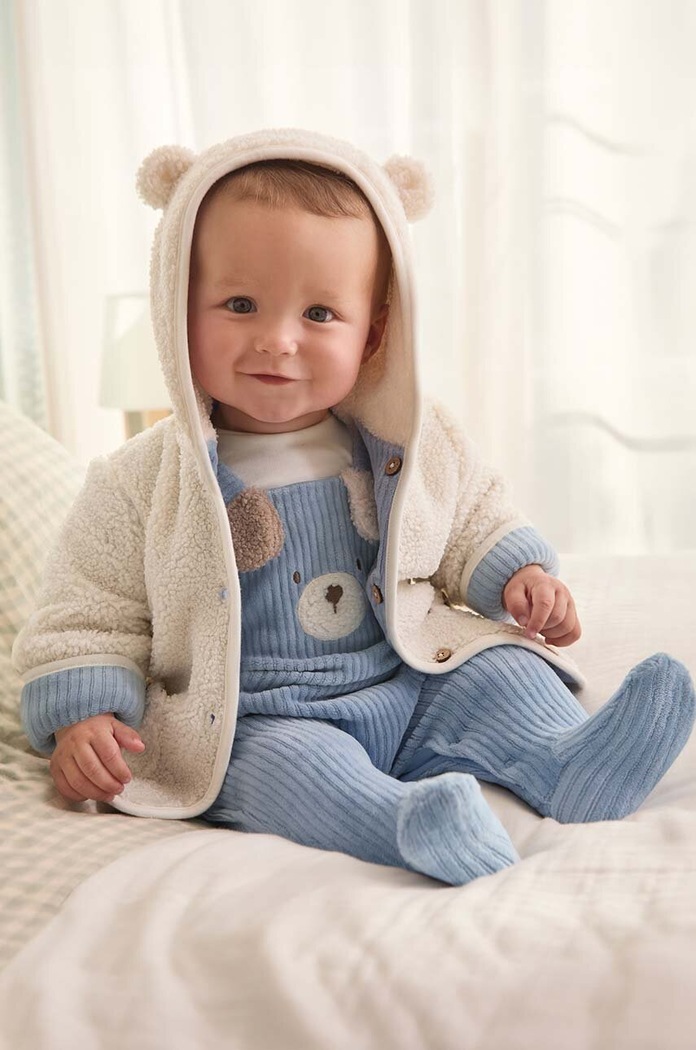 Detská obojstranná bunda Mayoral Newborn jemné zateplenie modrá 2448.1B.Newborn.9BYH