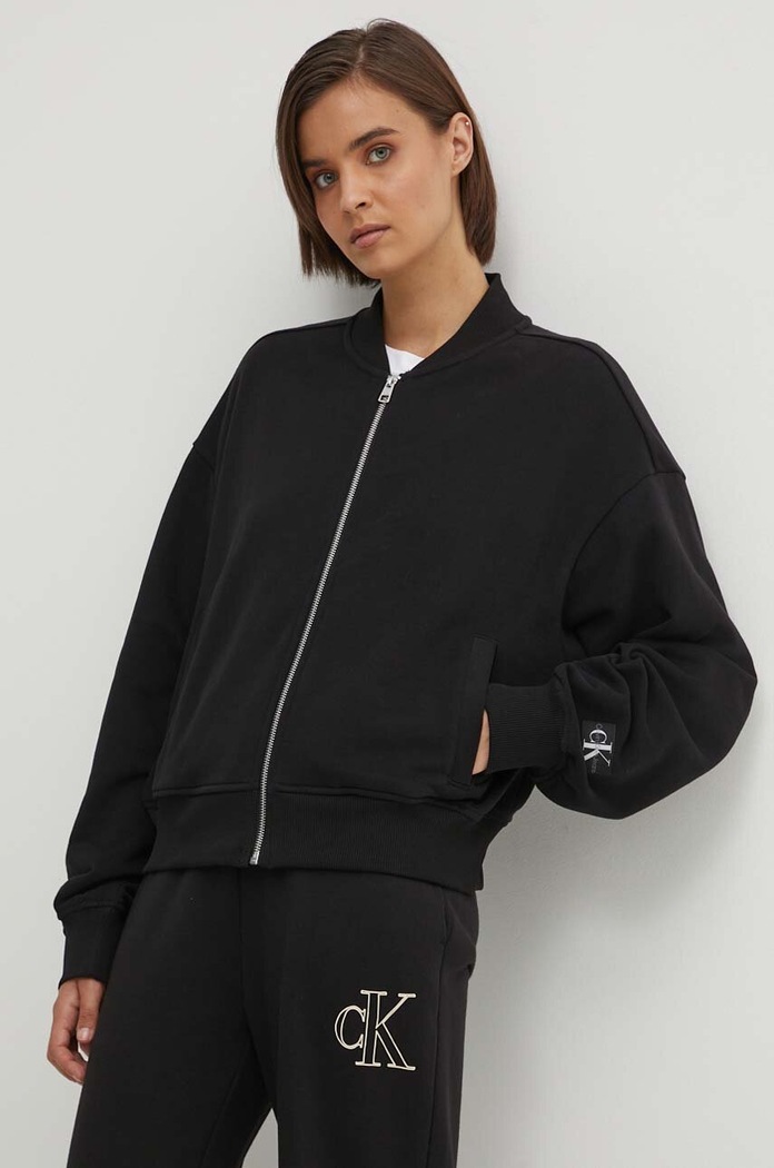 Βαμβακερή μπλούζα Calvin Klein Jeans βαμβάκι μαύρο J20J223913