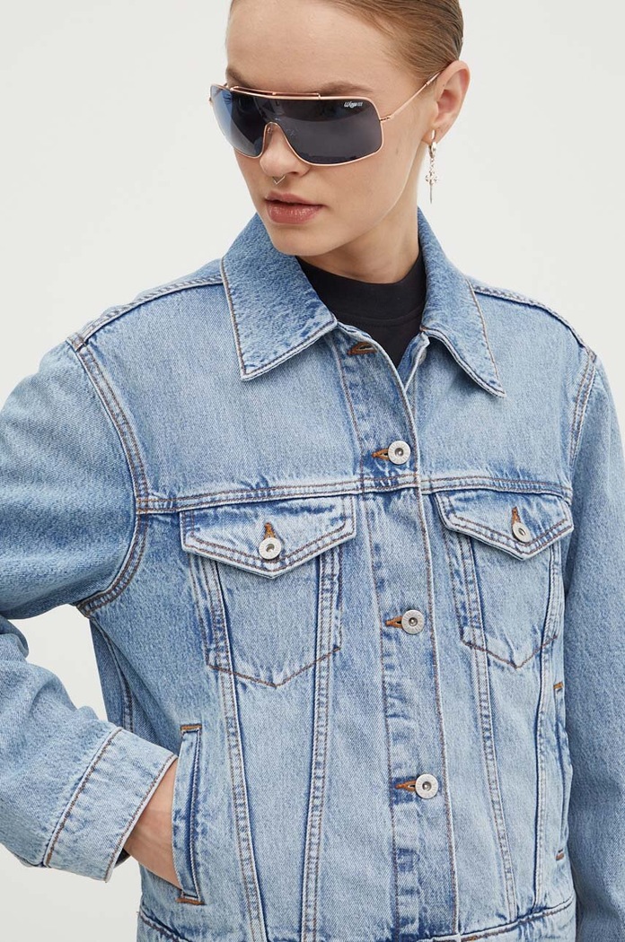 HUGO Blue kurtka jeansowa niebieski 50517249