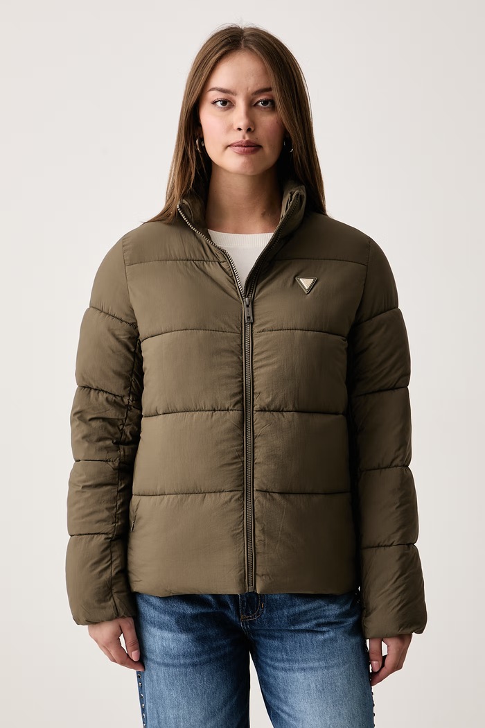 Guess Kurtka pikowana damska NEW CLAUDIA zielony V4YL03.WFUD0