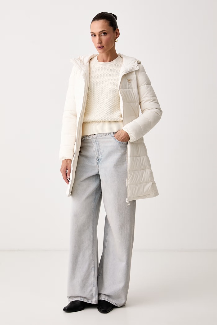 Guess Prešívaný kabát dámsky NEW ALETA V4YL05.WF3X0 béžová AW25