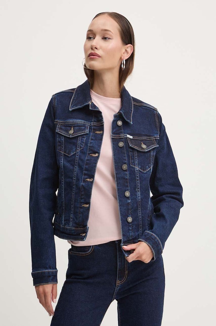 Τζιν μπουφάν Guess Jeans χωρίς κουκούλα σκούρο μπλε W4YN55.D5CB1