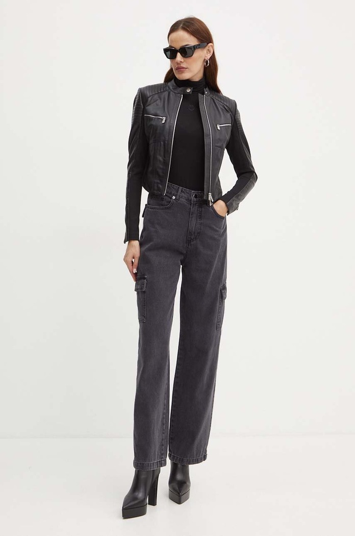 Kožna jakna Pinko 103883.Y75K crna AW24