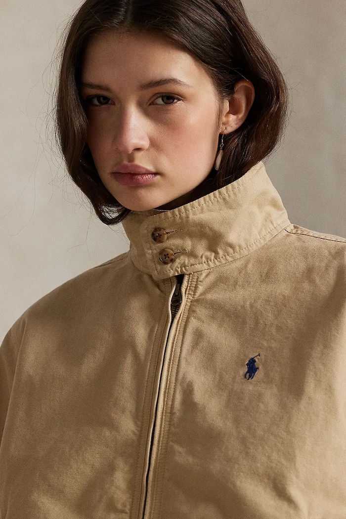Jachetă scurtă pentru femei din denim Polo Ralph Lauren 211936442 bej