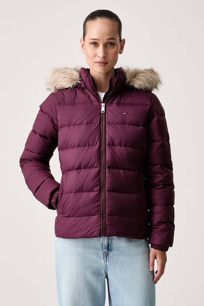 Tommy Jeans Péřová bunda dámská burgundské DW0DW18312
