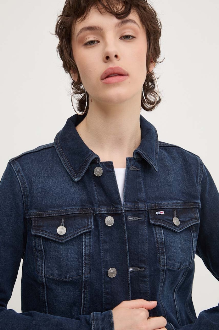 Rifľová bunda Tommy Jeans tmavomodrá DW0DW18554