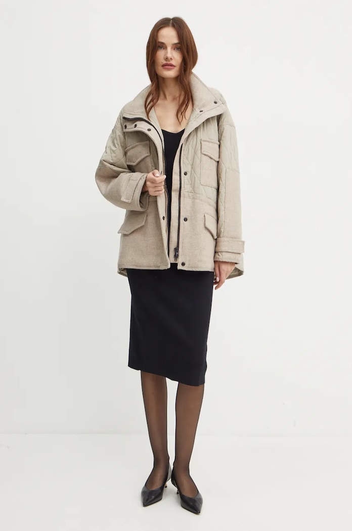 Jakna s dodatkom vune Pinko 104403.A28E bež AW24