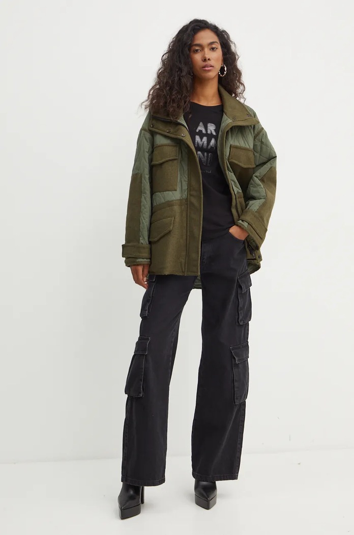 Pinko kurtka z domieszką wełny 104403.A28E zielony AW24