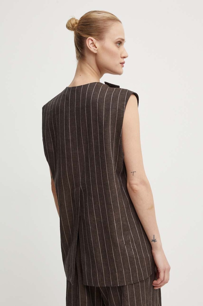 Odzież Day Birger et Mikkelsen Kamizelka lniana Enid - Casual Linen Stripe DAY65243328 brązowy