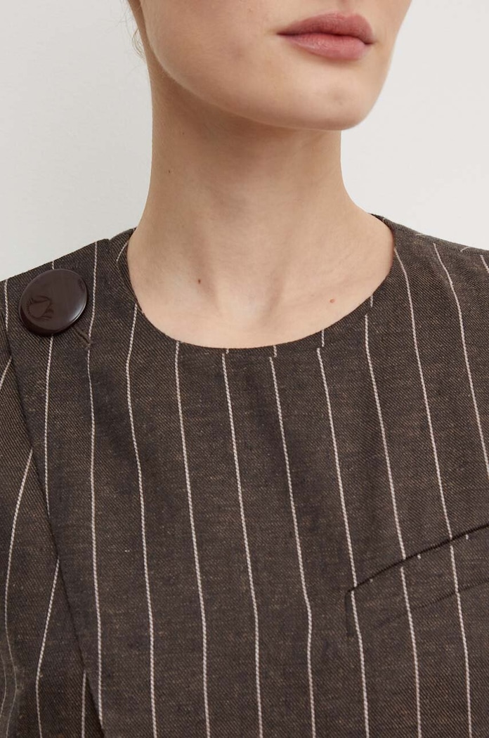 Kamizelka lniana Enid - Casual Linen Stripe Day Birger et Mikkelsen brązowy DAY65243328