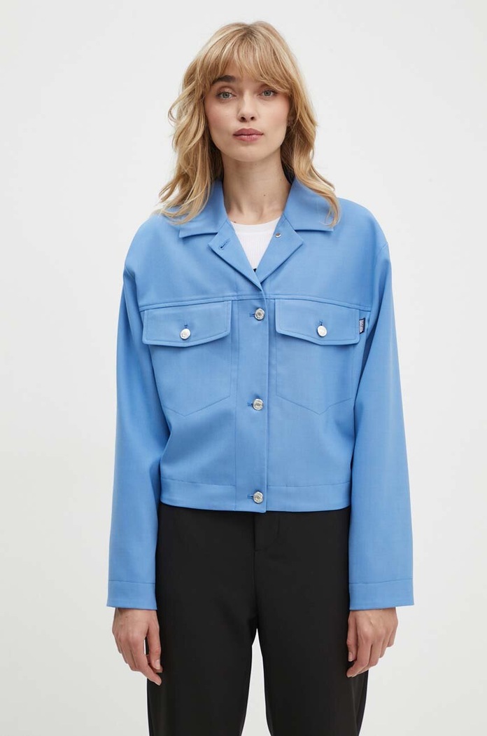 Μπουφάν από μίγμα μαλλιού Moschino Jeans άλλο μπλε 0506.8226
