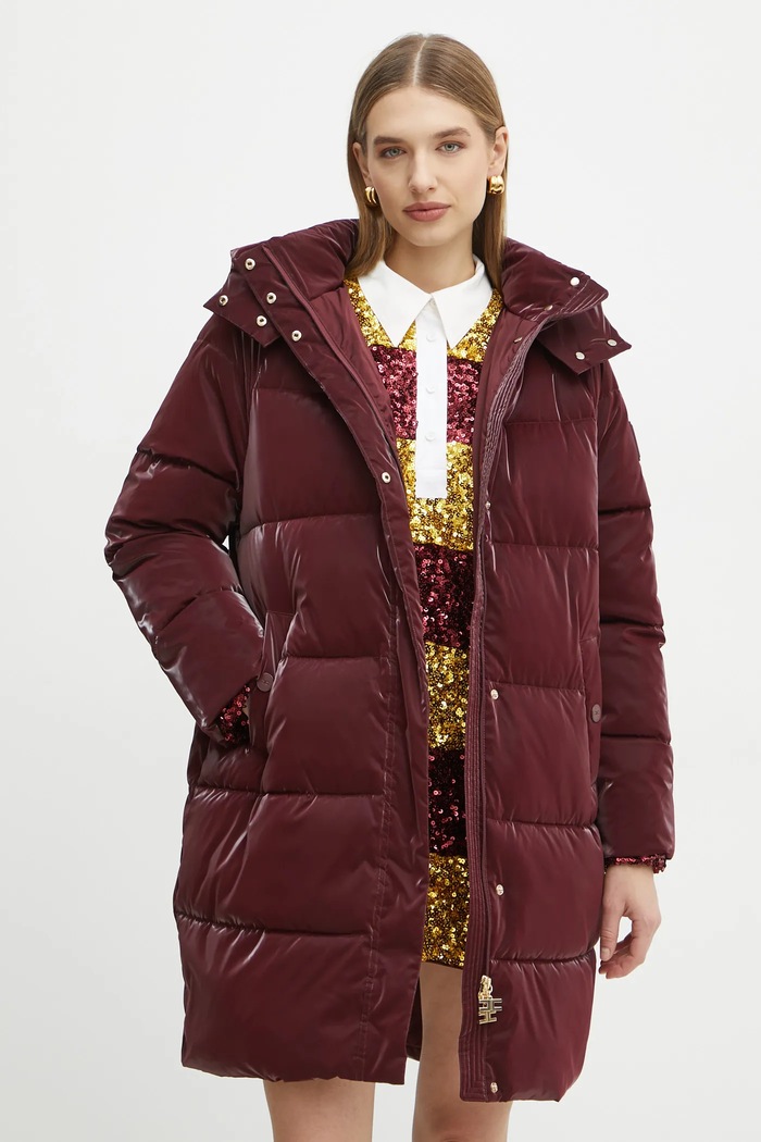 Bunda Elisabetta Franchi zateplené burgundské PI79Z46E2
