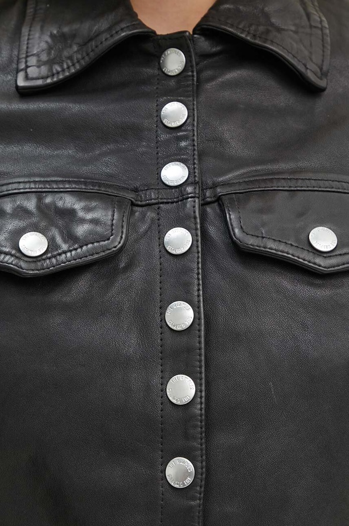 Kožna jakna The Kooples FCUI29002K crna