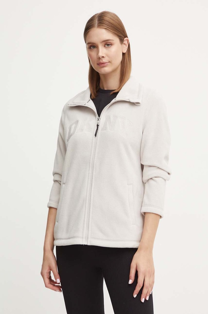 Fleecová mikina Dkny bez kapuce béžová DP4J9479