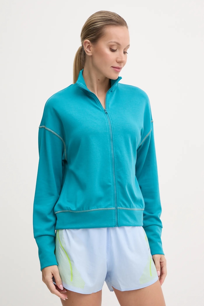 Mikina United Colors of Benetton bez kapuce tyrkysová 3JLC3M06H