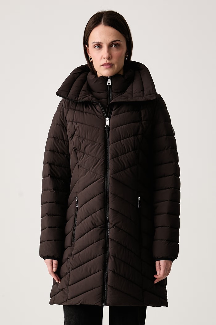DKNY Długa kurtka damska brązowy DLEMPN46