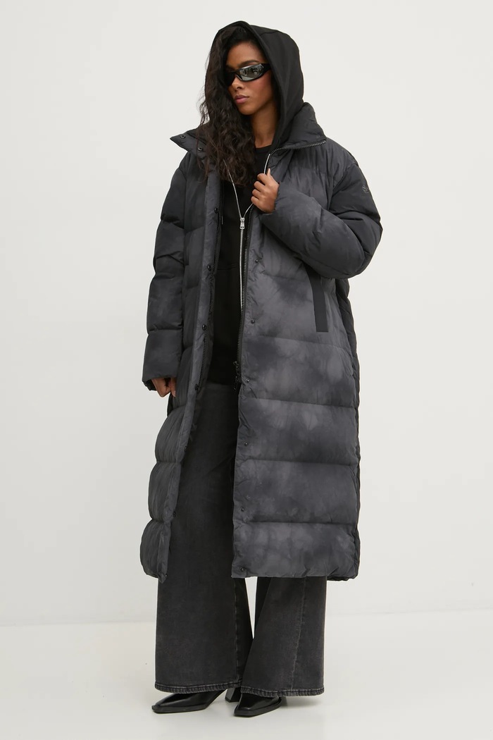 Diesel kurtka puchowa W-RAVEEL-LONG-FEM bez kaptura szary A14658.0CBCS