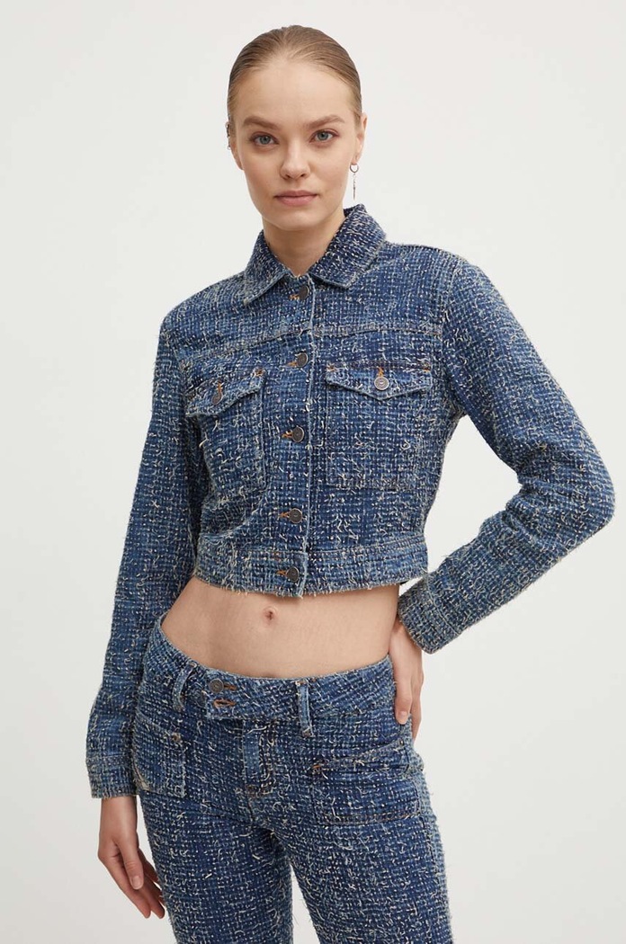 Jeans jakna Diesel DE-ATEL-S Brez kapuce modra A14203.0PGAH