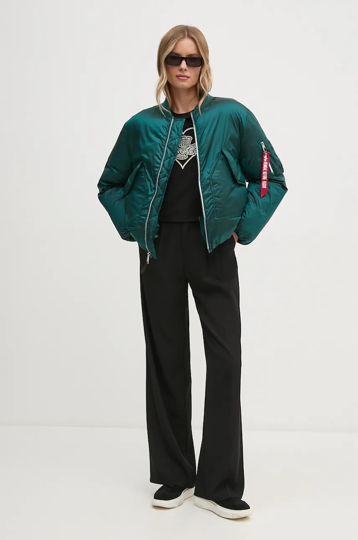 Bunda Alpha Industries bez kapuce tyrkysová 148004