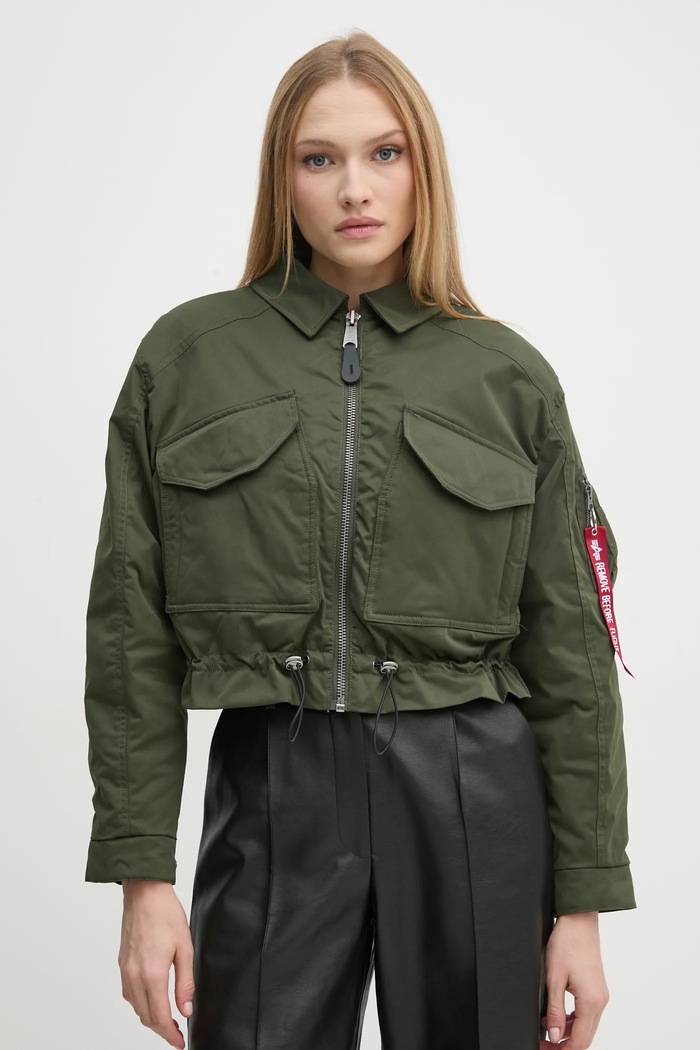 Bunda Alpha Industries bez kapuce zelená 148011