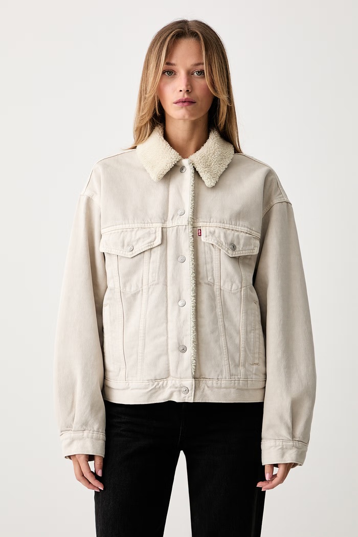 Levi's jeans jakna ženska denim 90S SHERPA bež A4435