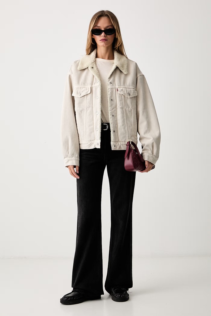 Levi's jeans jakna ženska denim 90S SHERPA A4435 bež AA00