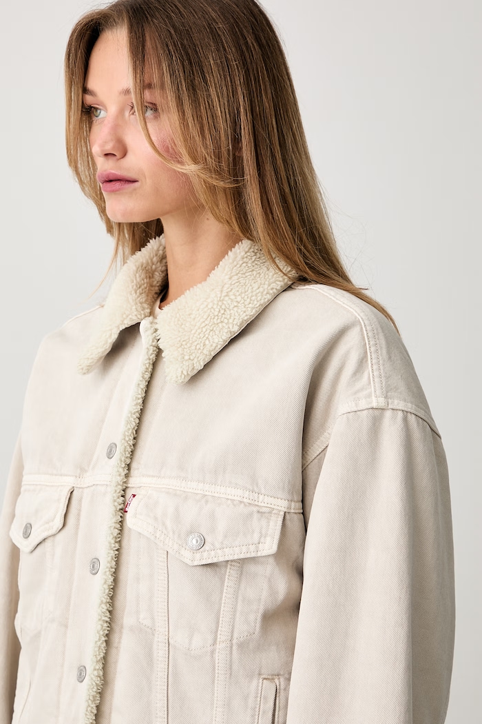 Levi's jeans jakna ženska denim 90S SHERPA bež A4435