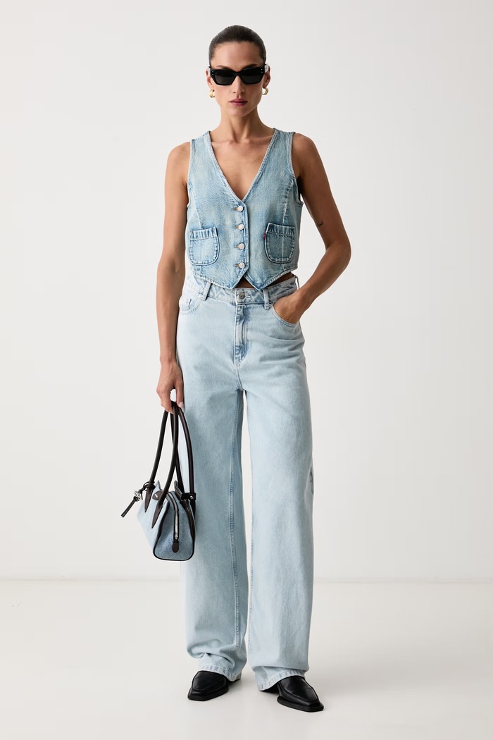Levi's telovnik ženski denim TAILORED DENIM A8749 modra AW24