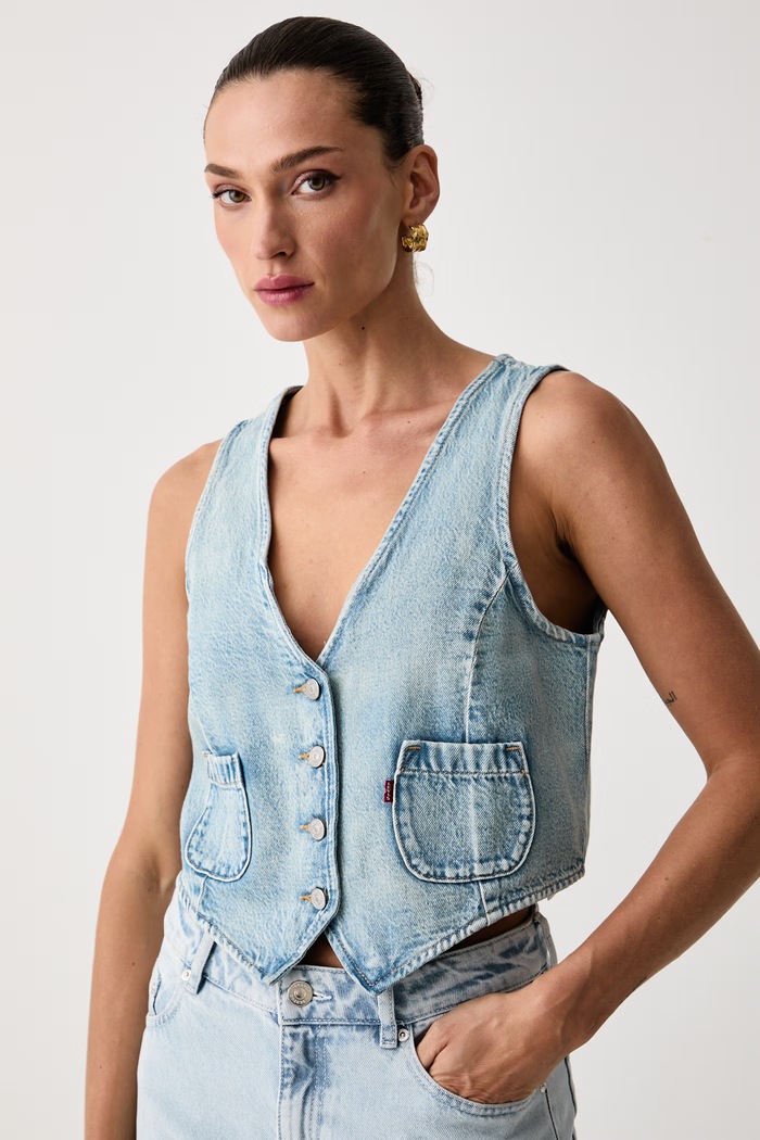 Levi's telovnik ženski denim TAILORED DENIM modra A8749