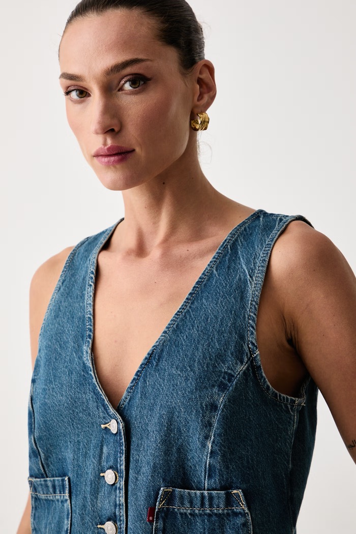Levi's telovnik ženski denim TAILORED DENIM modra A8749