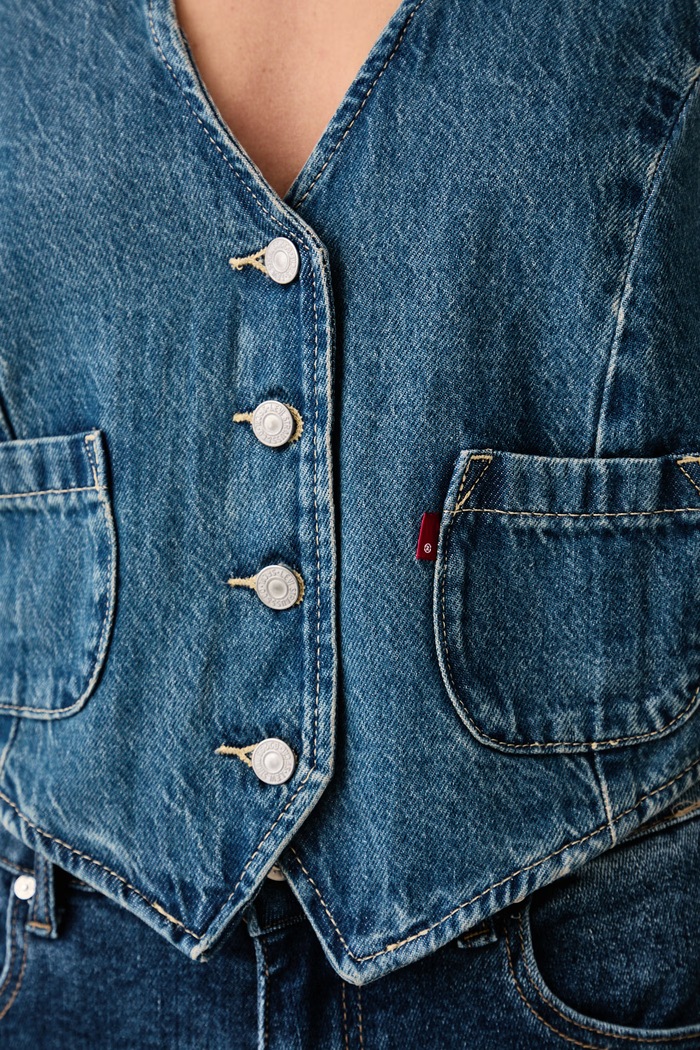 Levi's telovnik ženski denim TAILORED DENIM A8749 modra