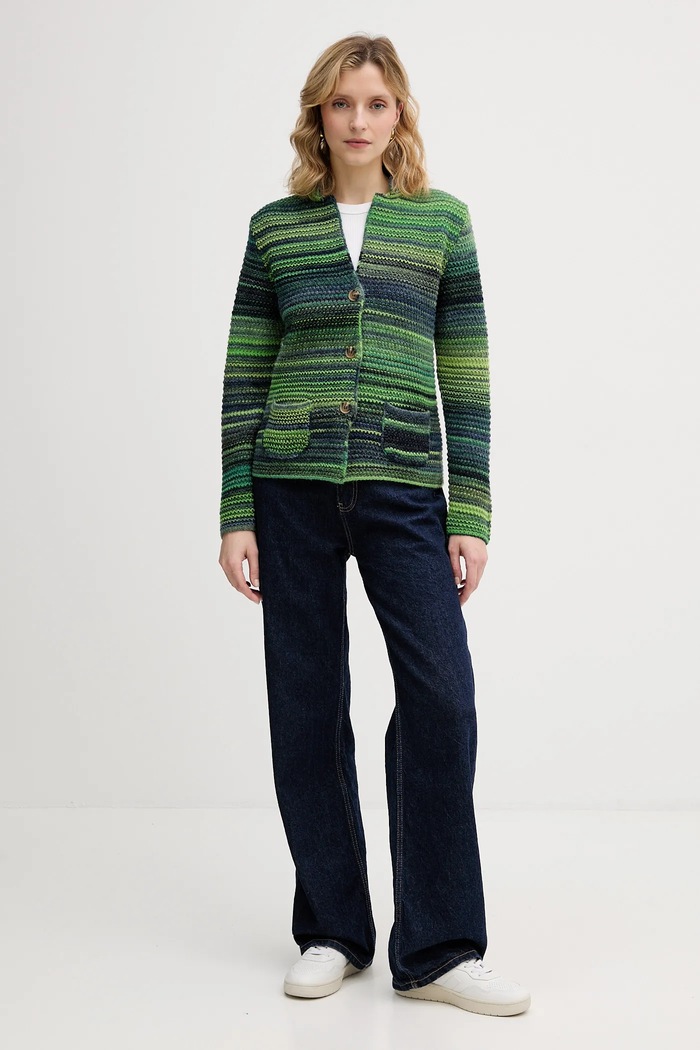 Kardigan s příměsí vlny United Colors of Benetton 105CD6880 zelená AW25