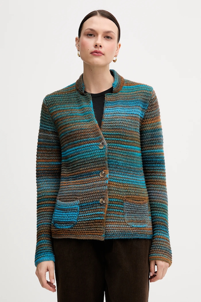 Ζακέτα με προσθήκη μαλλιού United Colors of Benetton πράσινο 105CD6880