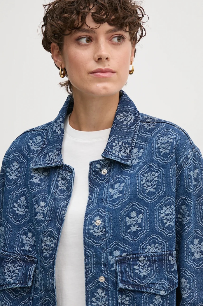 Rifľová bunda Pepe Jeans LOA JACQUARD modrá PL402483