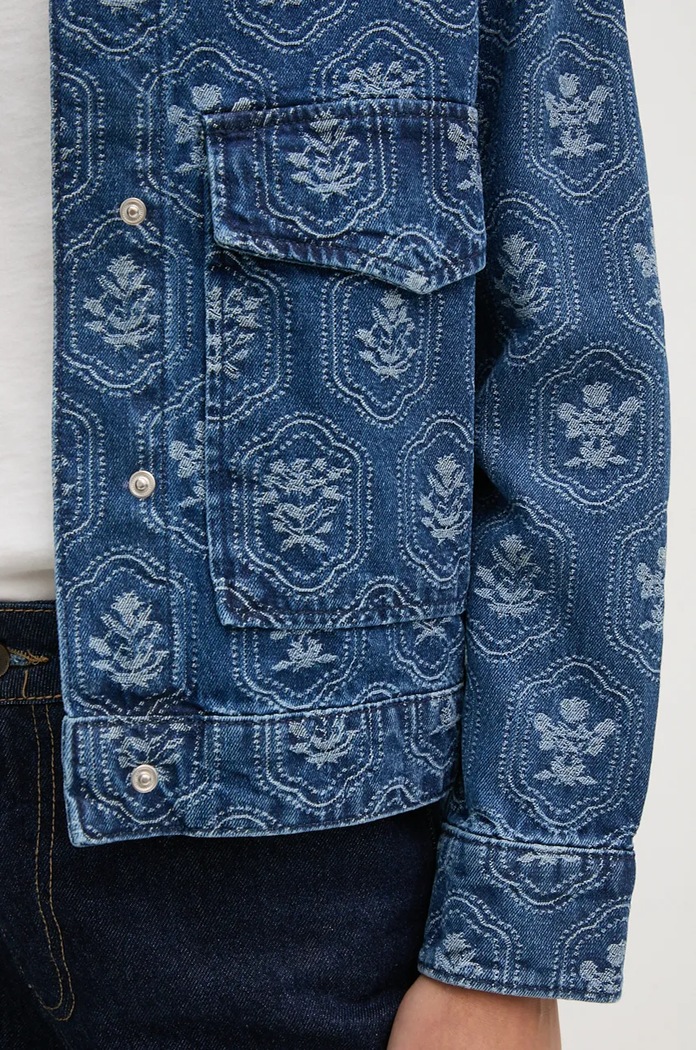 Rifľová bunda Pepe Jeans LOA JACQUARD PL402483 modrá