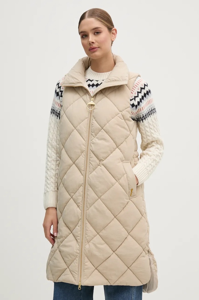 Barbour bezrękawnik Leverton Puffer Gilet bez kaptura beżowy LGI0171