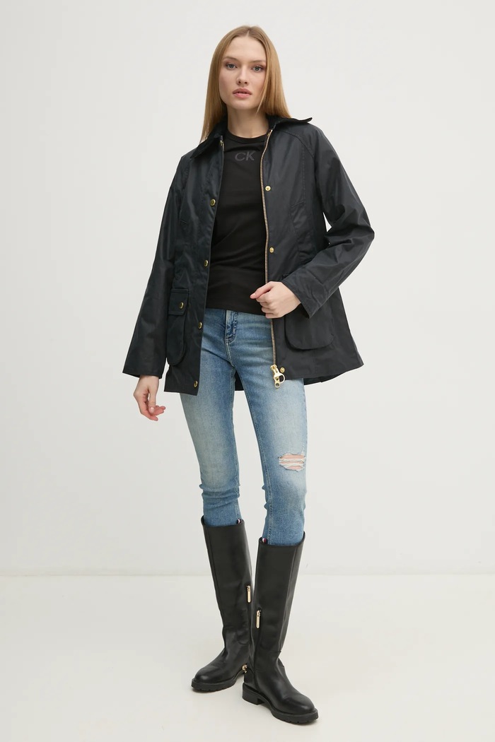 Barbour BEADNELL parka damska z bawełną LWX1402 granatowy SS26