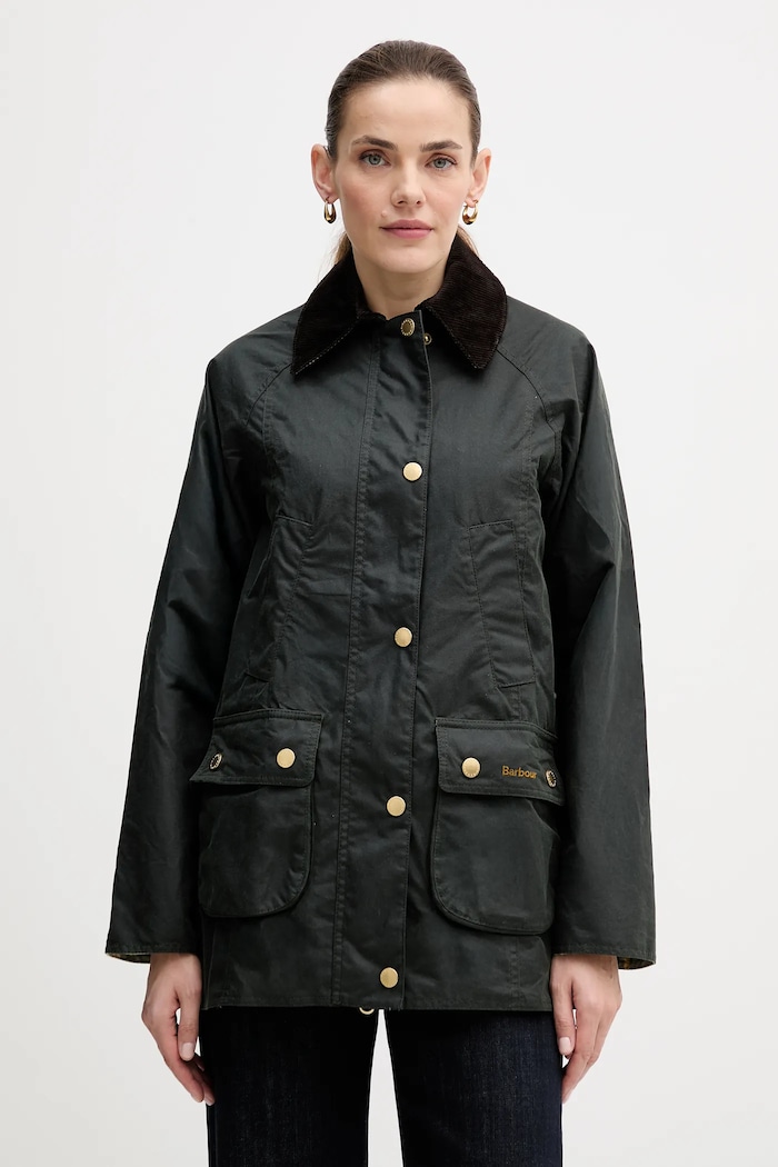Barbour parka ženska z bombažem BEADNELL S podlogo zelena LWX1402