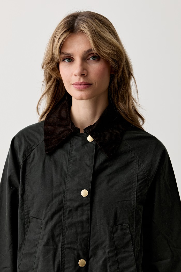 Barbour BEADNELL parka damska z bawełną zielony LWX1402