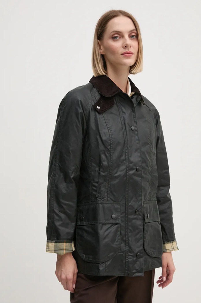 Barbour демисезонная куртка для женщин из хлопка Beadnell с подкладкой зелёный LWX0667